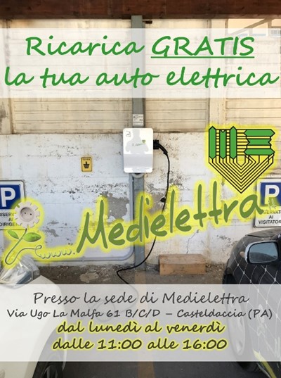Ricarica GRATIS la tua auto elettrica in Medielettra
