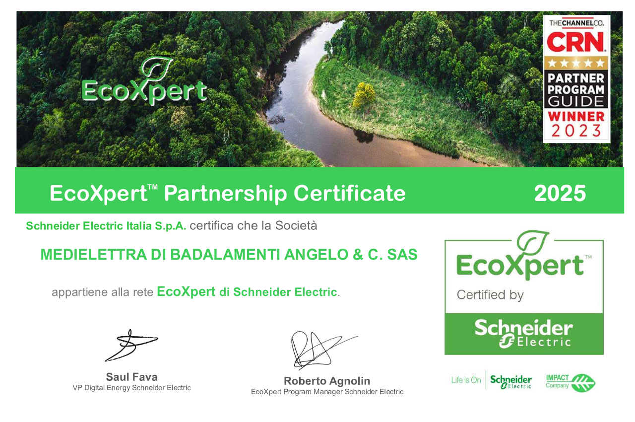 Riconfermata Partner EcoXpert di Schneider Electric per il Sesto Anno: Leader nell'efficienza energetica e innovazione tecnologica