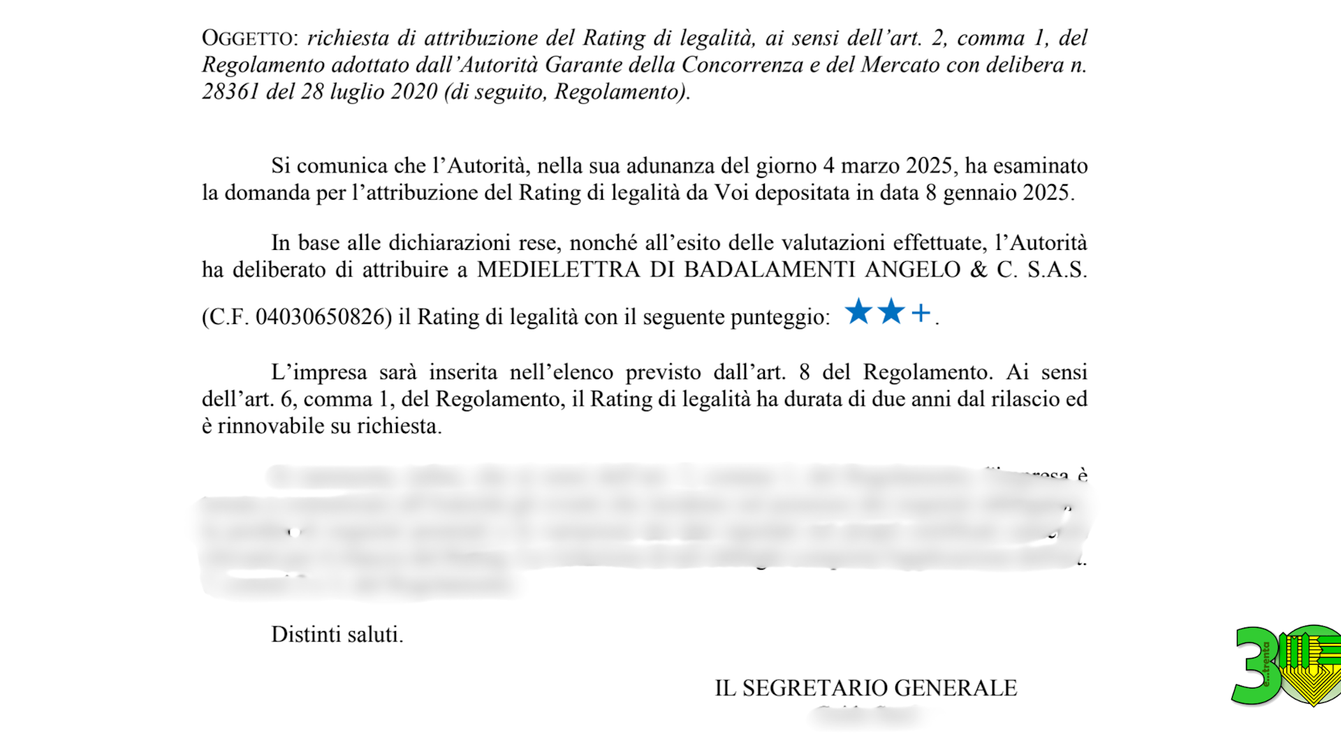 Medielettra eleva il suo Rating di Legalità: un passo avanti verso la trasparenza e l'Innovazione